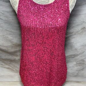 CeCe Fuchsia/Hot Pink Sequin Tank Top size medium.